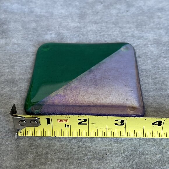 Handmade Green Purple Fused Art Glass Pastry Coasters Set Of 4 Abstract Artsy - Picture 7 of 8